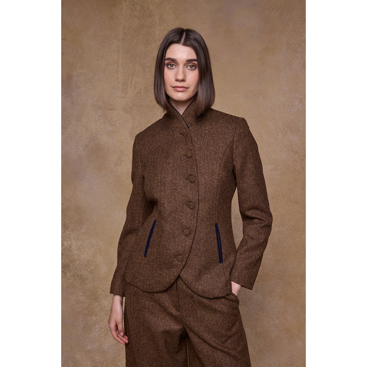 Nicole Tweed Jacket Chestnut Herringbone | Kilkenny Design