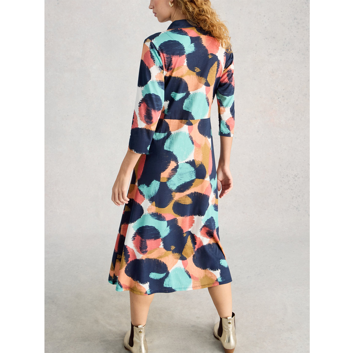 Rua Jersey Midi Shirt Dress - Navy Multi | Kilkenny Design