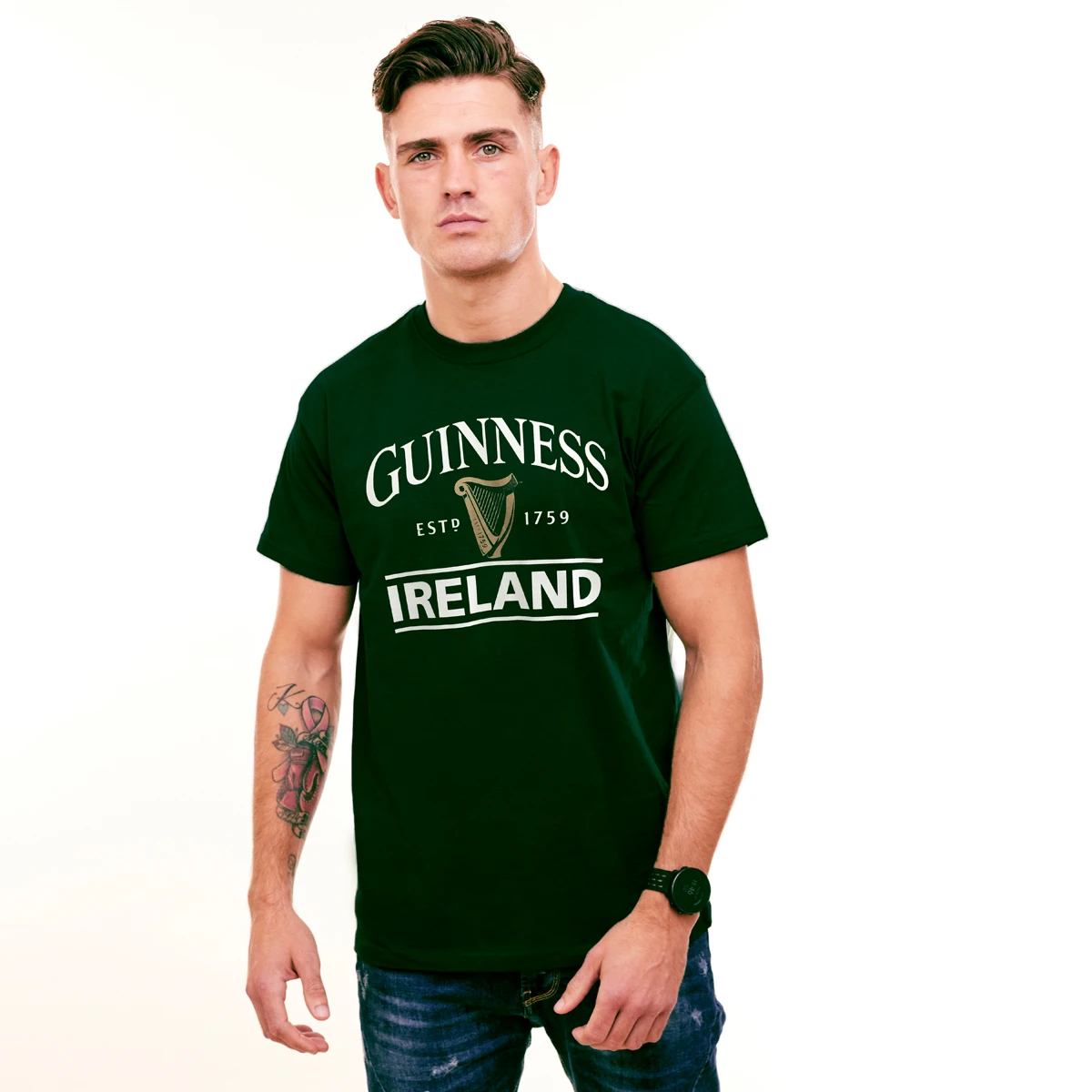T-shirt Guinness - Trèfle Irlandais (Shamrock) - Taille B16 - Coton, Manches Courtes - Neuf Avec étiquette