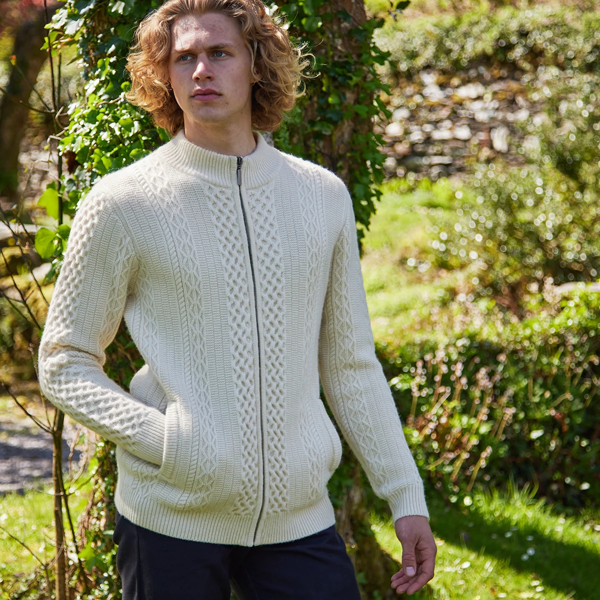 George Honeycomb Full Zip Aran Cardigan | Kilkenny Design