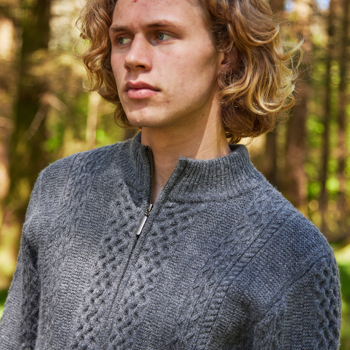 George Honeycomb Full Zip Aran Cardigan | Kilkenny Design