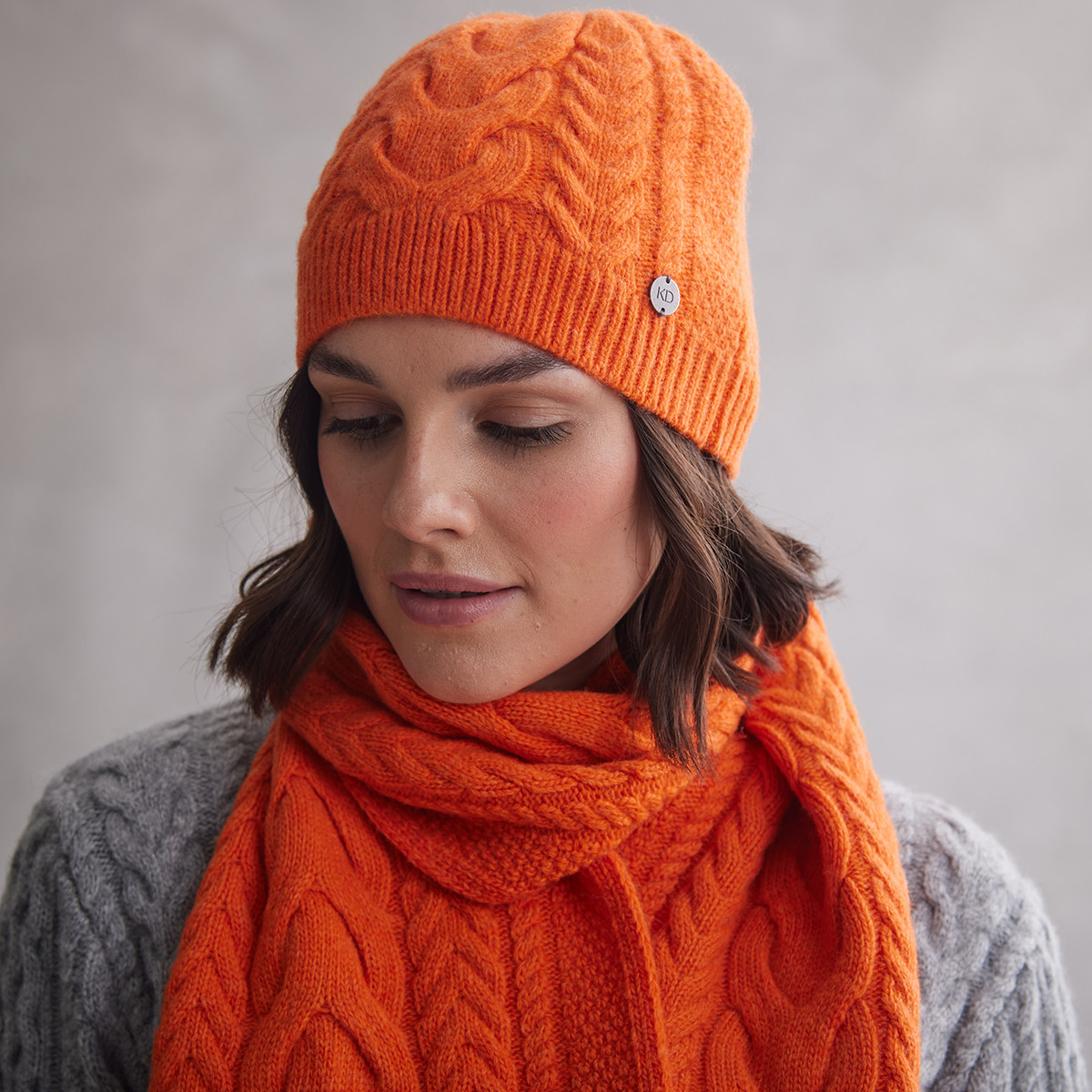 Karen Horseshoe Cable Aran Beanie Hat Kilkenny Design