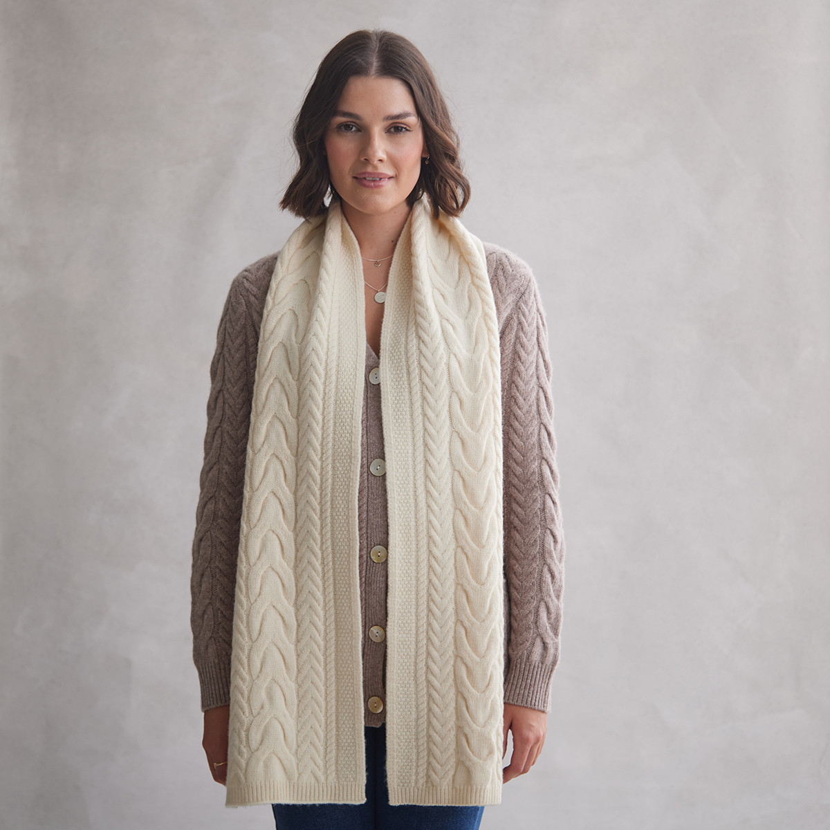 Tracy Horseshoe Cable Aran Scarf Kilkenny Design - Main Image