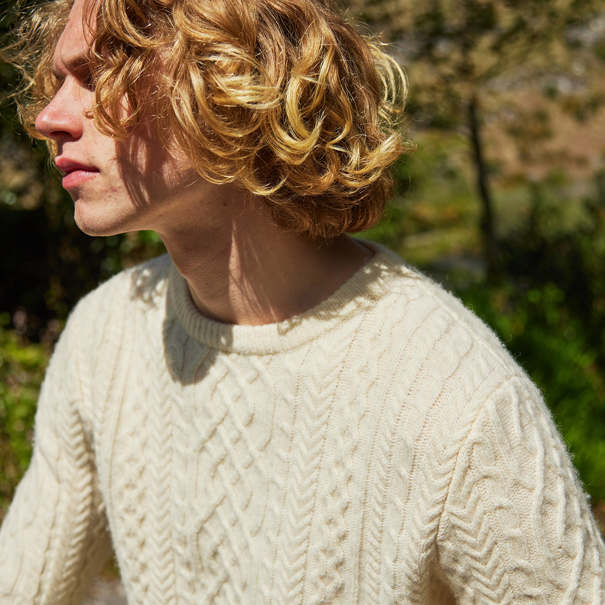 Martin Interlinking Cable Crew Neck Aran Sweater | Kilkenny Design