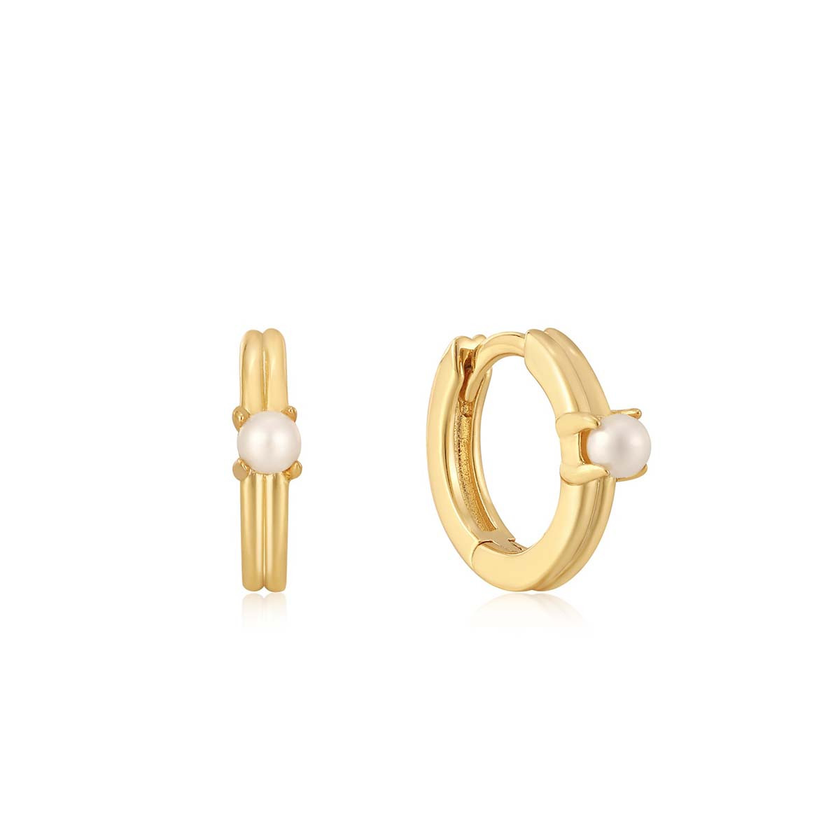 Ania Haie Pearl Cabochon Huggie Hoop Earrings Kilkenny Design