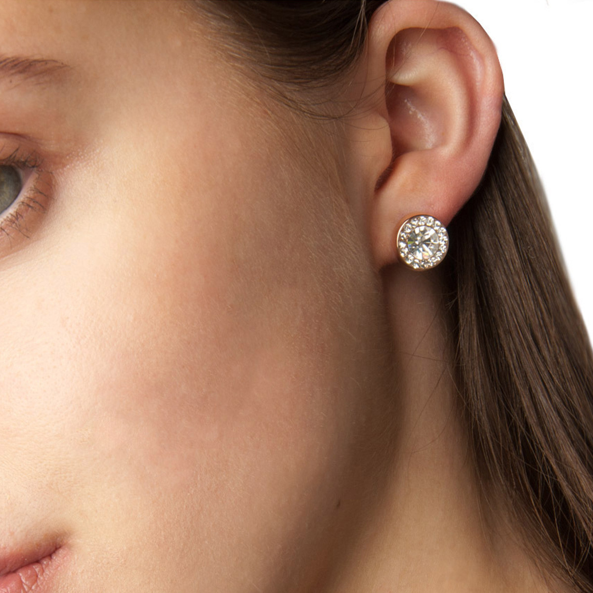 Absolute Round Silver Stud Crystal Earrings Kilkenny Design