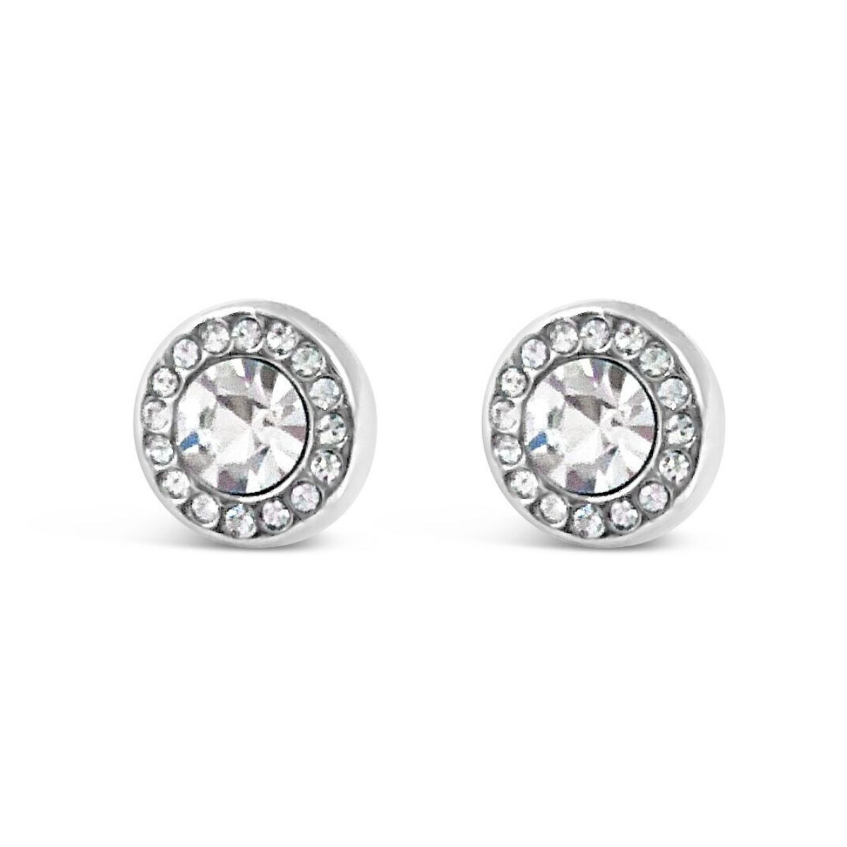 Absolute Round Silver Stud Crystal Earrings Kilkenny Design