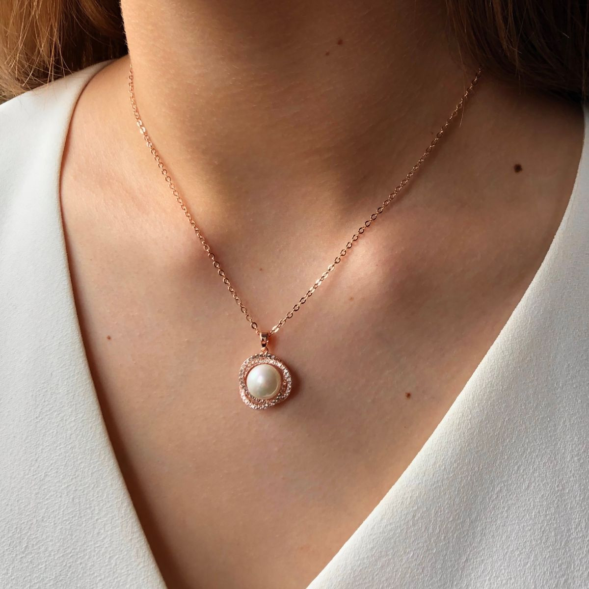 Absolute Pearl Crystal Cluster Rose Gold Pendant Kilkenny Design 1