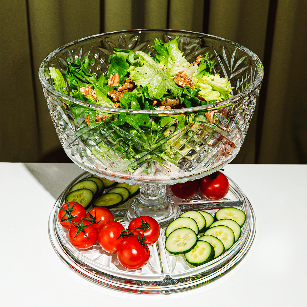 Acrylic Cake Stand with Dome Cover (6 in 1) Multi-Functional Serving  Platter and Cake Plate - Use as Cake Holder, Salad Bowl, Platter, Punch Bowl,  Desert Platter, Nachos & Salsa Plate - Walmart.com