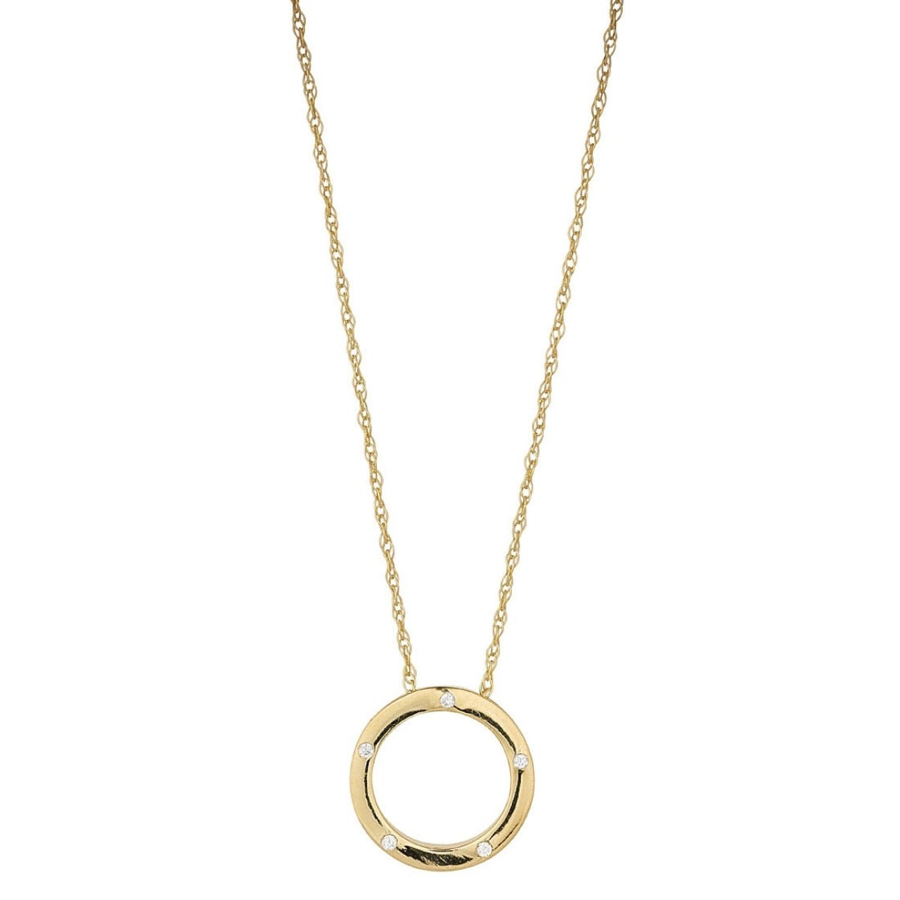 NJO 9K Yellow Gold Cubic Screw Set Open Circle Pendant