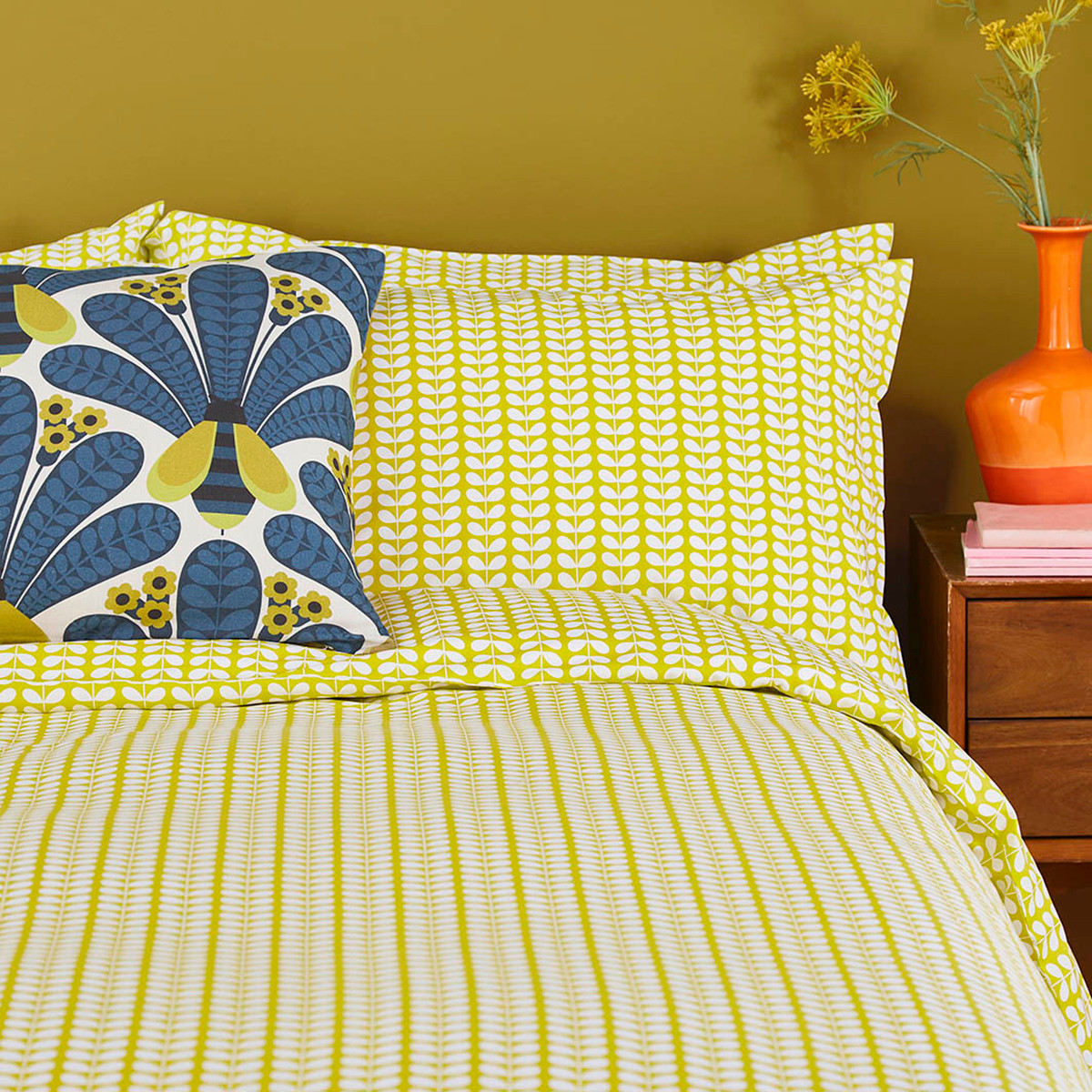 Orla Kiely Tiny Stem Yellow Super King Quilt Set Kilkenny Design