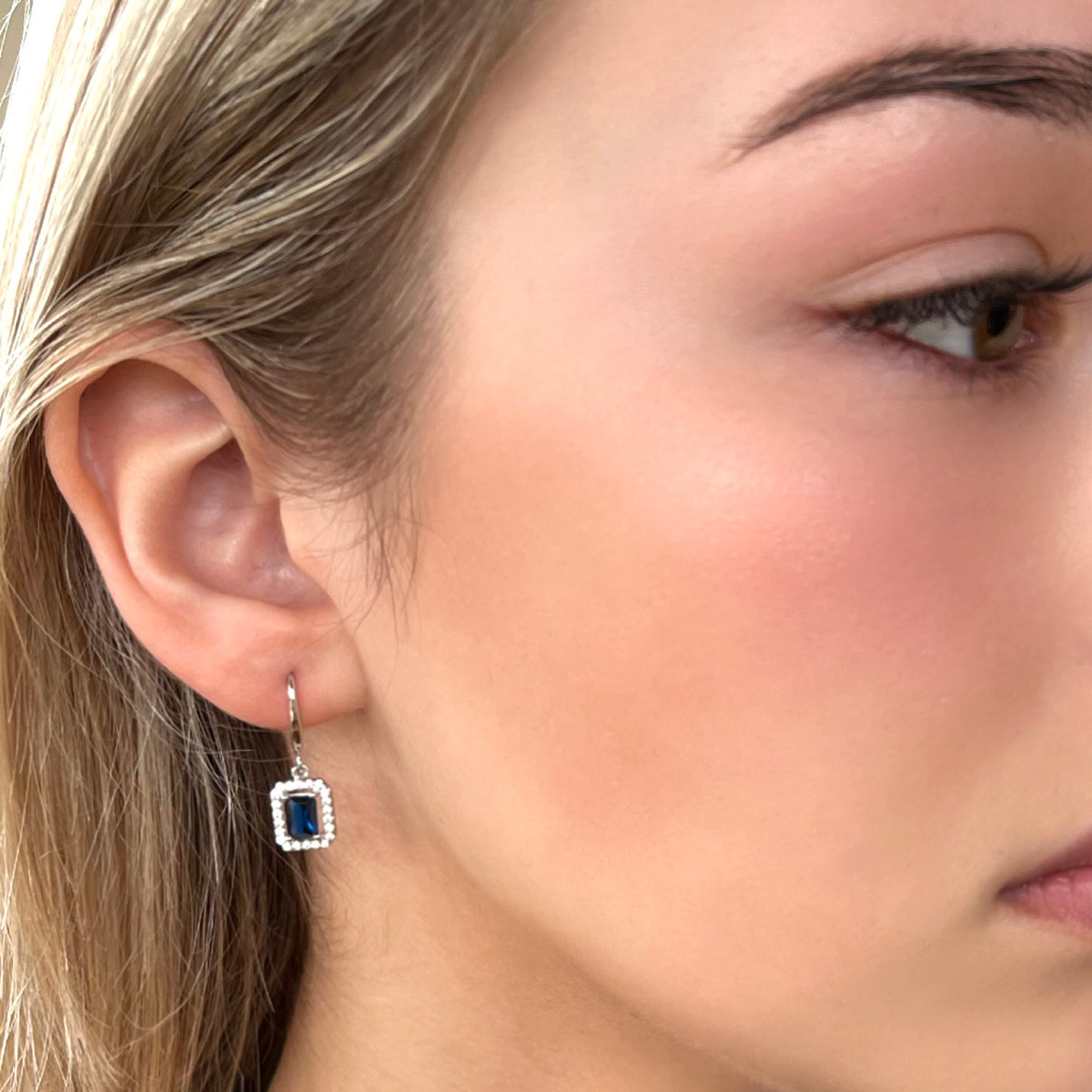 Absolute Silver Fishhook Drop Earrings Sapphire Kilkenny Design