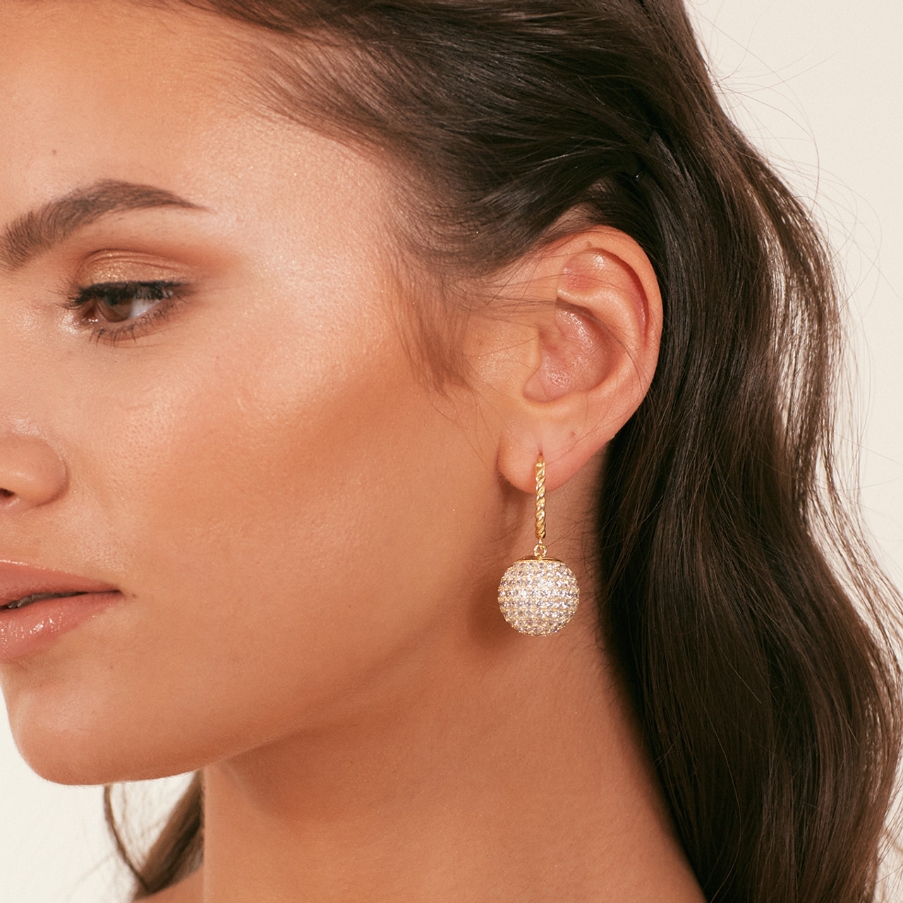 24KT Gold Leaf Ball Open Hoop Earrings - Beach House Gift Boutique