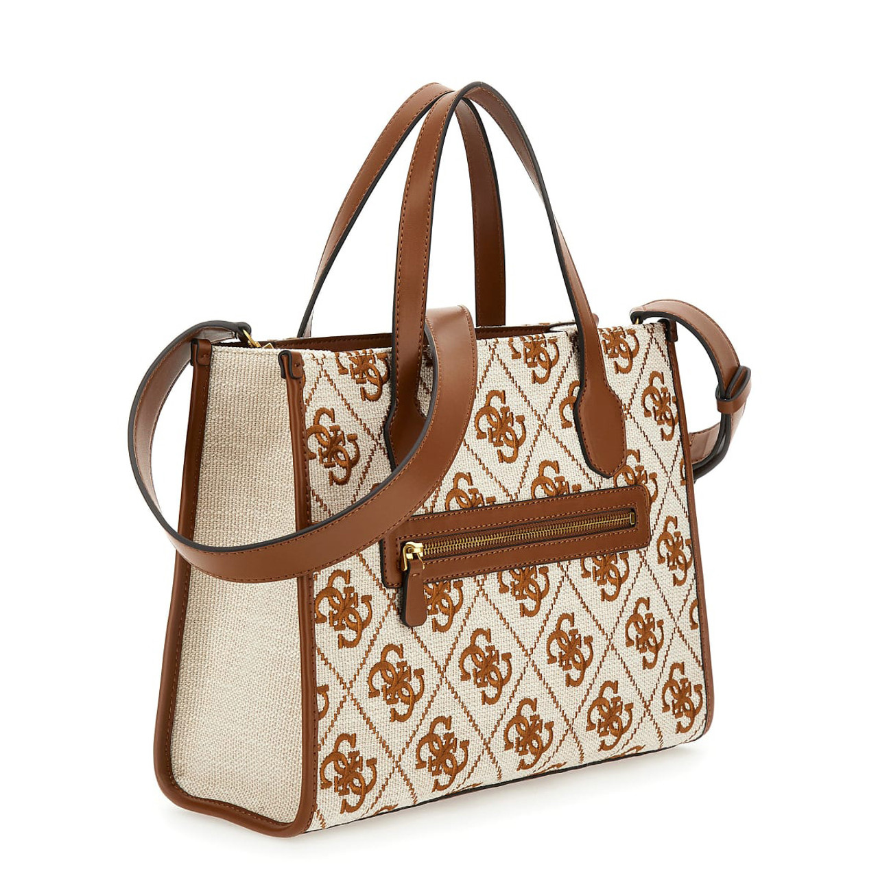 Buy Guess SILVANA Logo Embroidered Tote Bag In Brown