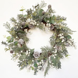 Frosted Greenery & White Berry Wreath_0