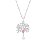 Silver Tree of Life & Pink Heart Cubic Zirconia Pendant