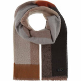 Frey Hem Colourblock Stripe Grey Scarf 