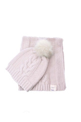 Ladies Heritage Chunky Cable Knit Hat & Scarf Set Beige