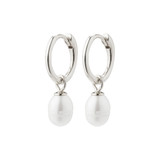 Berthe Recycled Pearl Hoop Earrings Silver Plated 