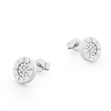 Silver Circle Pave Stud Earrings