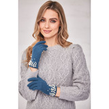 Ladies Luxury Wool Golves With Cuff Detail Teal 