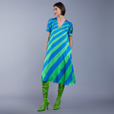 Aura Dress Strong Blue & Poison Green