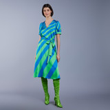 Aura Dress Strong Blue & Poison Green