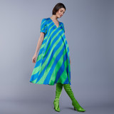 Aura Dress Strong Blue & Poison Green