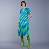 Aura Dress Strong Blue & Poison Green