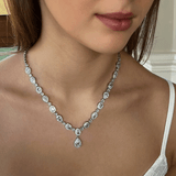 Full Stone-Set Teardrop Necklace Cubic Zirconia Silver 