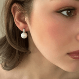 Pearl And Pave Hoop Earrings Silver 