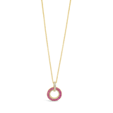 Short Open Circle Baguette Pendant - Pink