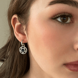 Circle Drop Earrings With Centre Midnight Blue Stone Silver 