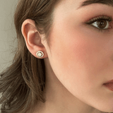 Halo Stud Earrings Gold/White Opal 