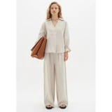 PegIW Linen Trousers Haze Melange
