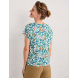 Studio Glass V-Neck Jersey Top Creekside Floral Chalk-3