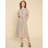 Hazel Linen Blend Shirt Dress Light Natural