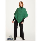 Easkey Classic Aran Button Poncho Green