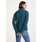 Louisburgh Cable Aran Cardigan Irish Sea