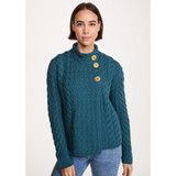 Louisburgh Cable Aran Cardigan Irish Sea