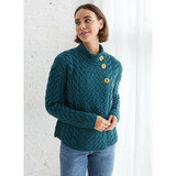 Louisburgh Cable Aran Cardigan Irish Sea