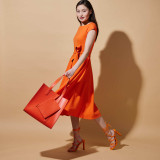 Summer Full Moon Fit & Flare Dress Orange