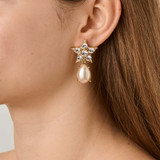 Hydra Earrings Gold Crystal/White Pearl  
