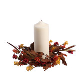 Fall Colourful Mini Flowers & Leaves Candle Ring