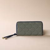 Alura Quilted Large Zip Around Purse Khaki