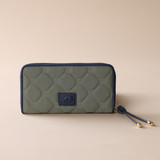 Alura Quilted Large Zip Around Purse Khaki