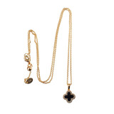  Black Coloured Stone Clover Pendant  