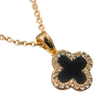  Black Coloured Stone Clover Pendant  