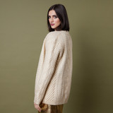 Cosmic Metallic Edge-to-Edge Aran Cardigan Gold