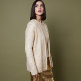 Cosmic Metallic Edge-to-Edge Aran Cardigan Gold
